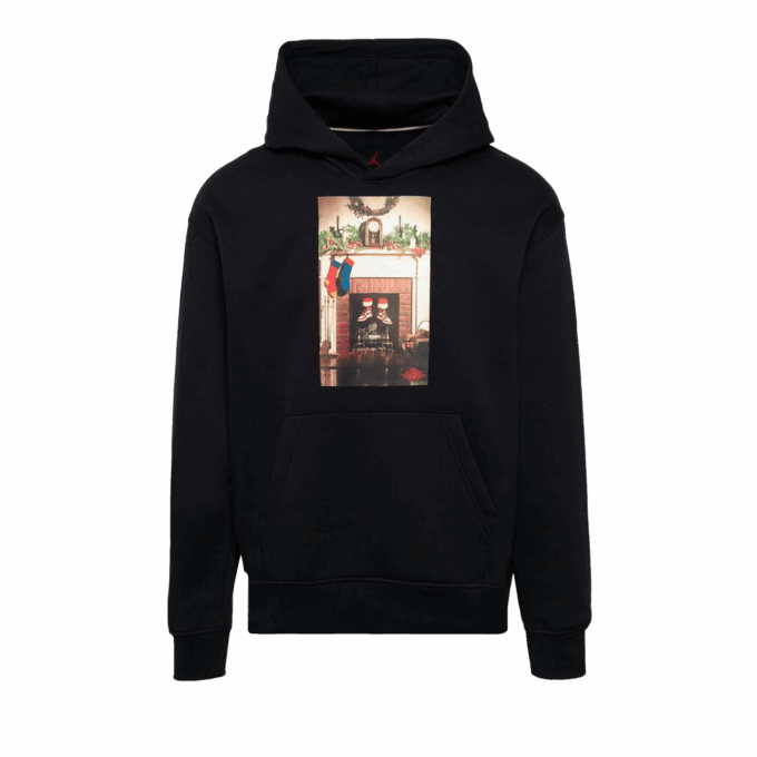 Air Jordan Jumpman Chimney Fleece Pullover Hoodie 'Black/Gym Red'