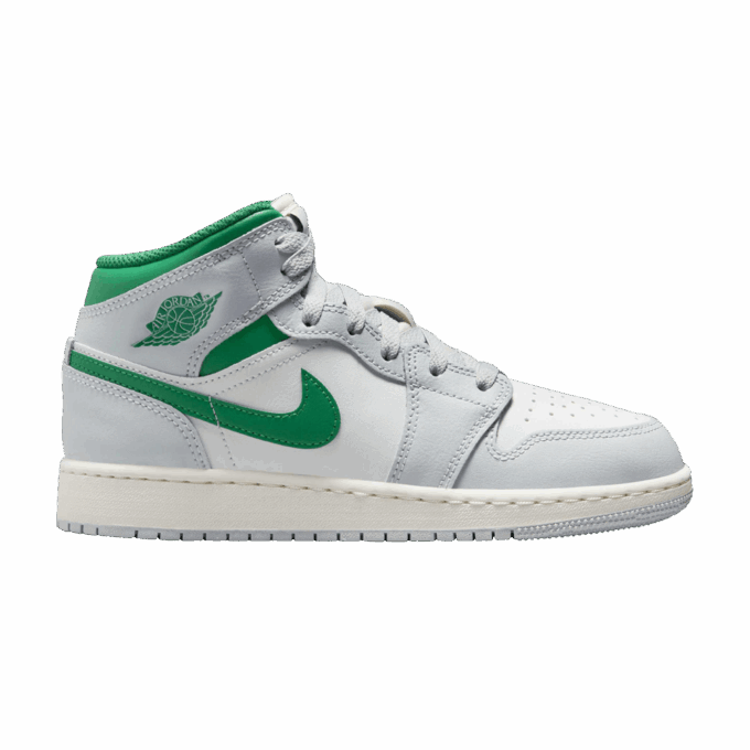 Jordan 1 Mid White Pure Platinum Pine Green (GS)