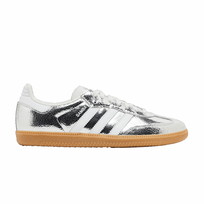 adidas Samba OG Silver Metallic Cracked Leather (Women's)