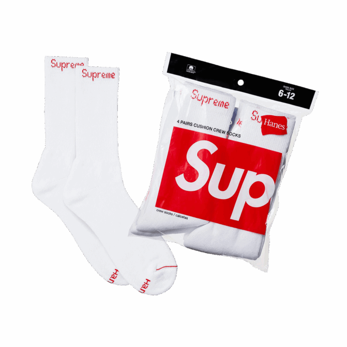 Supreme x Hanes Crew Socks (4 Pack) 'White'